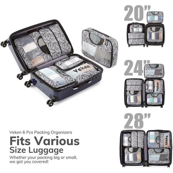 6 Pc Set Packing Cubes Luggage Packing Organizers for Travel Accessories - Picture 2 of 6